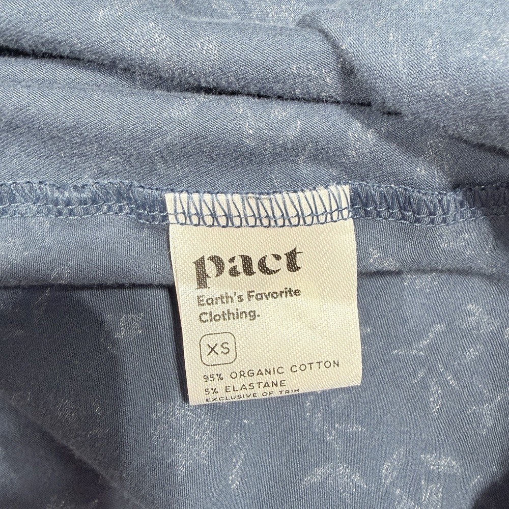 Pact Organic Cotton Midi Dress Floral Size XS 3/4 Sleeve Blue Stretch Granola - Picture 7 of 9